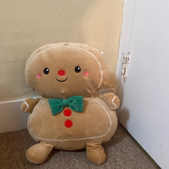Adorable Tan Gingerbread Plush with Green Bow - Picture 3 of 6